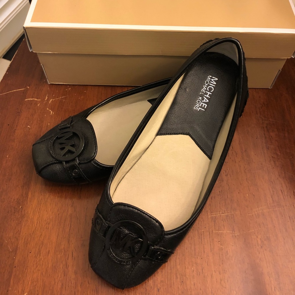 Michael Kors Black Leather Fulton Moc Shoes  8.5 m